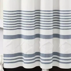 Kirklands Home Blue Stripe Diamond Tufted Shower Curtain Outlet