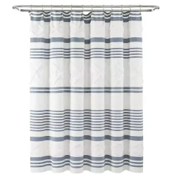 Kirklands Home Blue Stripe Diamond Tufted Shower Curtain Outlet