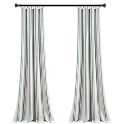 Kirklands Home Stripe Farmhouse Curtain Panel Set, 95 in. Blue Sale