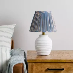Kirklands Home Stripe Pleated Shade Table Lamp Blue Online