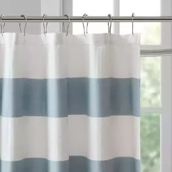 Kirklands Home Stripe Waffle Weave Shower Curtain Blue Clearance