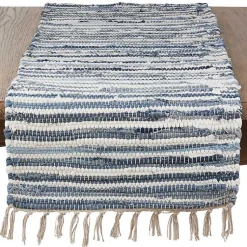 Kirklands Home Blue Striped Chindi Cotton Table Runner Sale