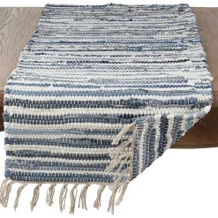 Kirklands Home Blue Striped Chindi Cotton Table Runner Sale