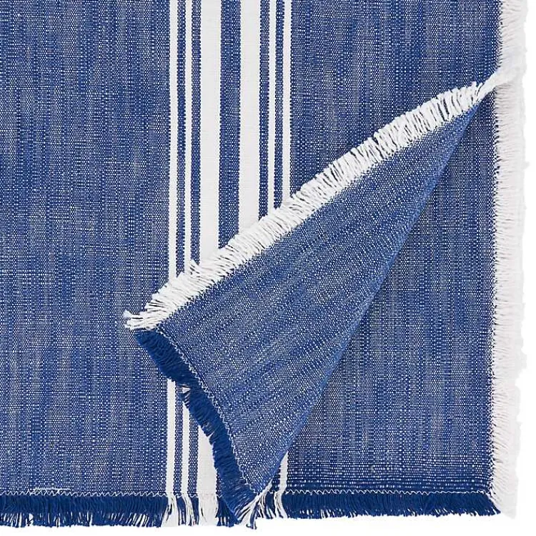 Kirklands Home Blue Striped Fringe Table Runner, 72 in. Discount