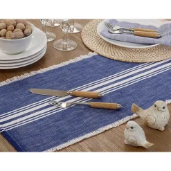 Kirklands Home Blue Striped Fringe Table Runner, 72 in. Discount