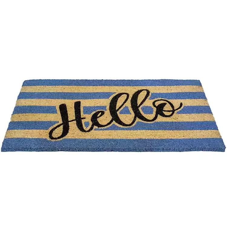 Kirklands Home Blue Striped Hello Doormat Sale