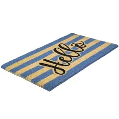 Kirklands Home Blue Striped Hello Doormat Sale