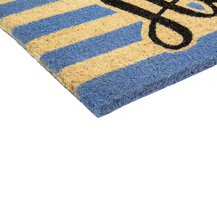 Kirklands Home Blue Striped Hello Doormat Sale