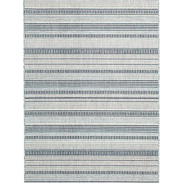 Kirklands Home Striped Lava Indoor/Outdoor Area Rug, 5x7 Blue New
