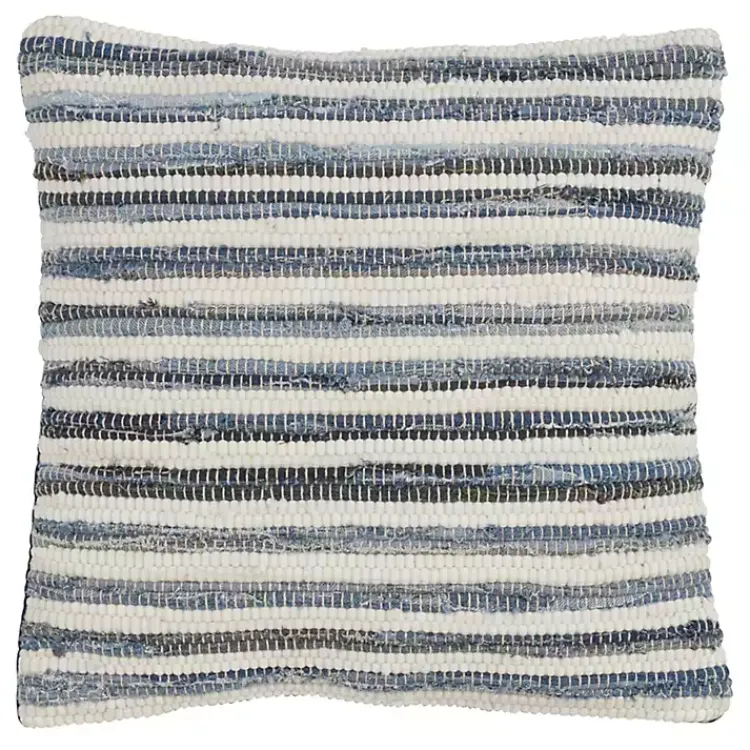 Pillows>Kirklands Home Blue Striped Textured Denim Pillow