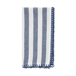 Kirklands Home Blue Striped Whipstich Napkins, Set of 4 New