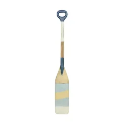 Kirklands Home Striped Wood Canoe Oar Wall Plaque Blue Clearance