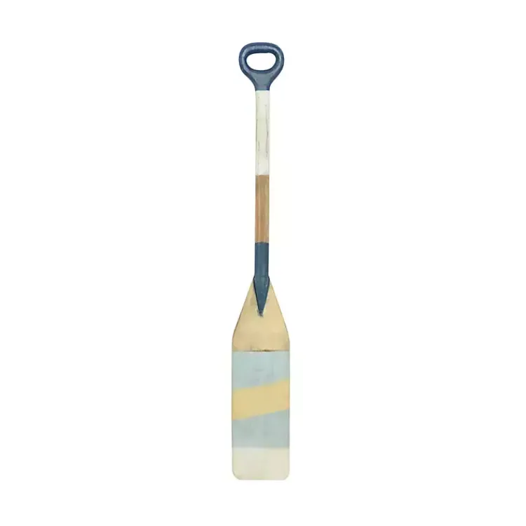Kirklands Home Striped Wood Canoe Oar Wall Plaque Blue Clearance