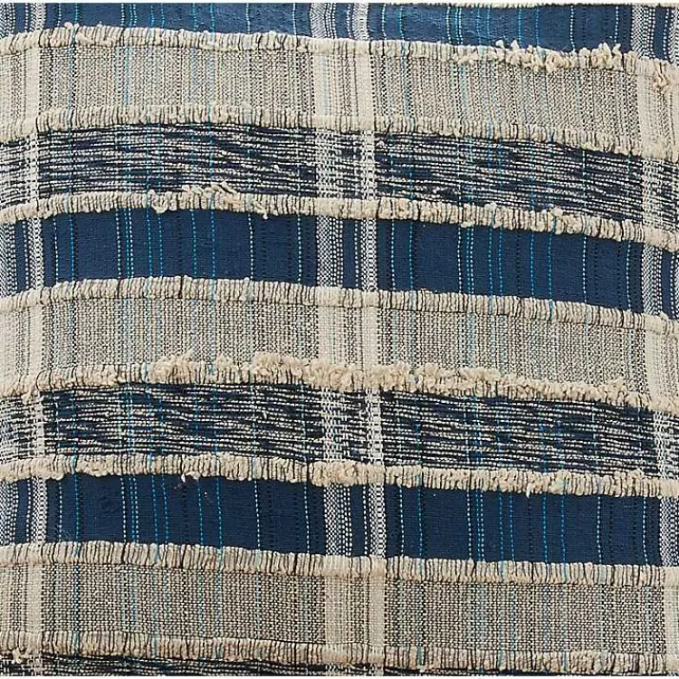 Pillows>Kirklands Home Blue Striped Woven Cotton Lumbar Pillow