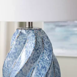 Kirklands Home Blue Swirl Ceramic Table Lamp White Discount