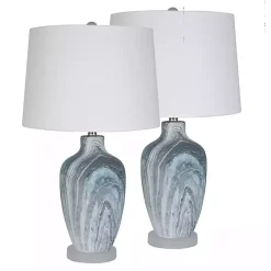 Kirklands Home Blue Swirl Geode Table Lamp, Set of 2 White Sale