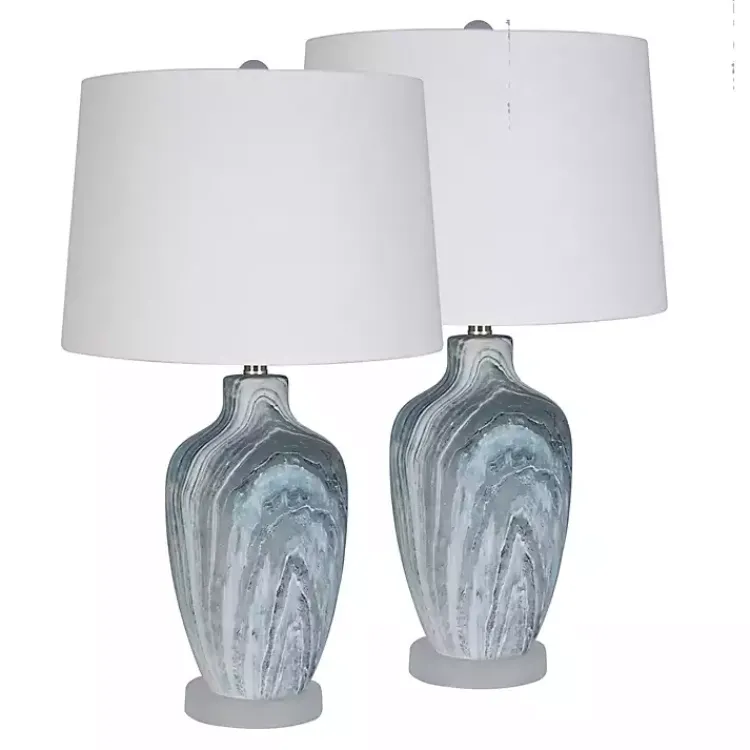 Kirklands Home Blue Swirl Geode Table Lamp, Set of 2 White Sale