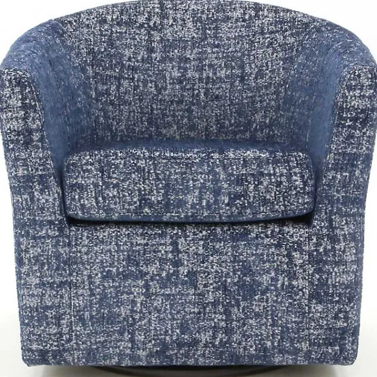 Kirklands Home Swivel Barrel Accent Chair Blue New