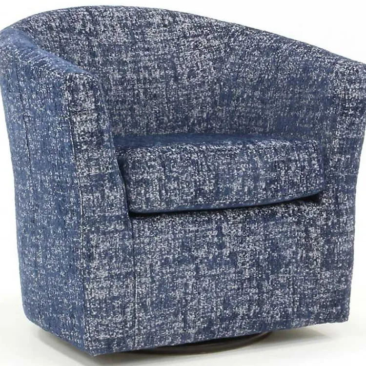 Kirklands Home Swivel Barrel Accent Chair Blue New