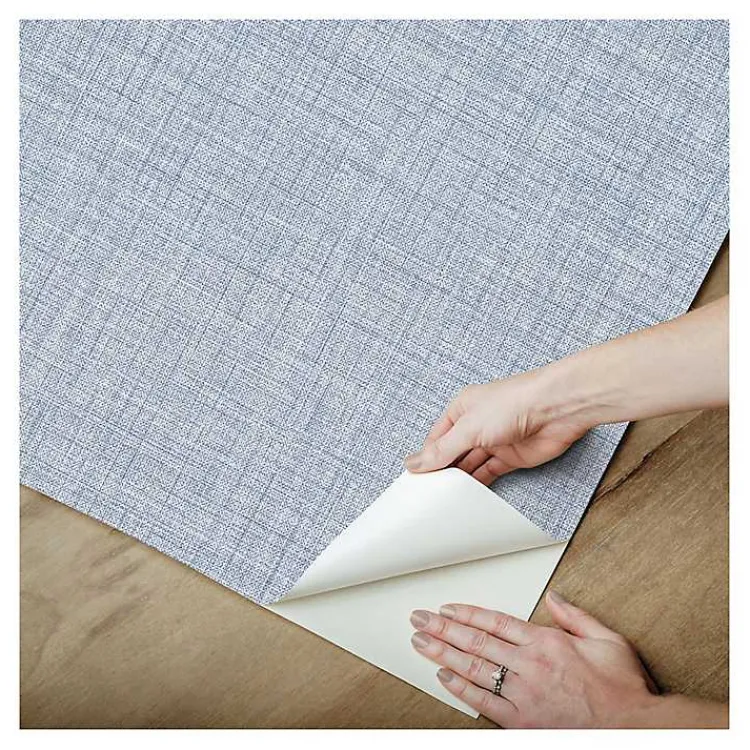 Kirklands Home Textured Faux Fabric Peel & Stick Wallpaper Blue Clearance