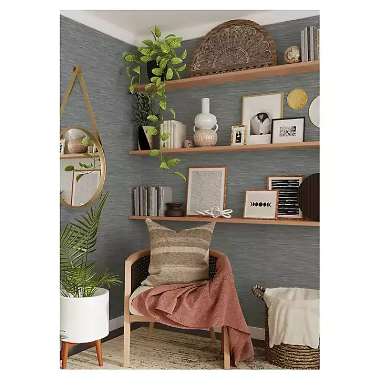 Kirklands Home Textured Grassweave Peel & Stick Wallpaper Blue Discount
