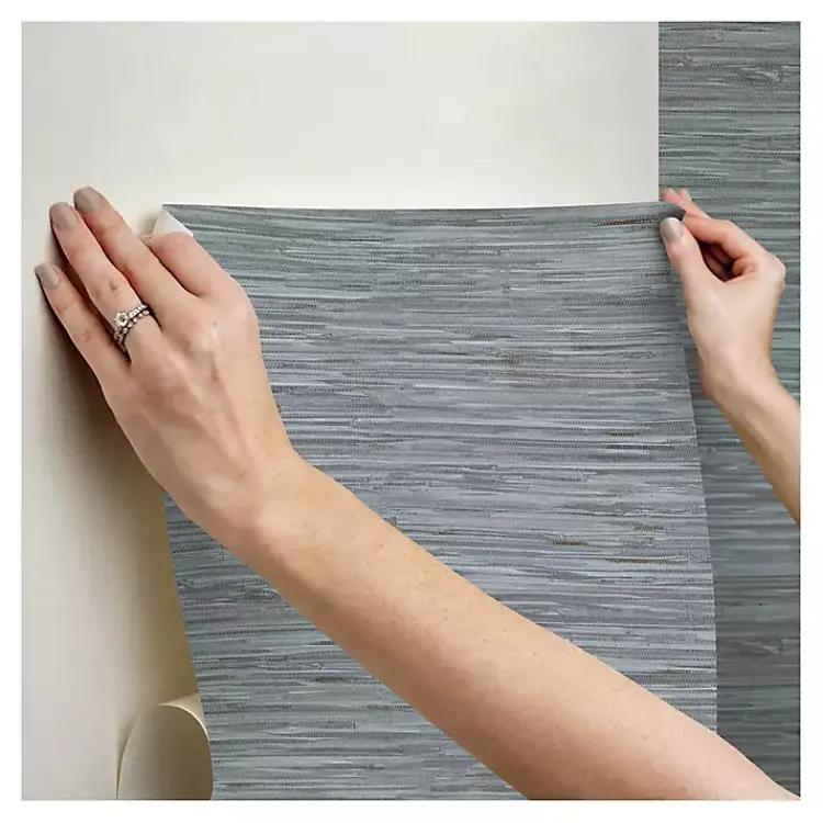 Kirklands Home Textured Grassweave Peel & Stick Wallpaper Blue Discount
