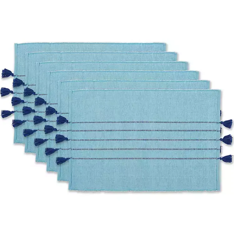 Kirklands Home Thera Stripe Placemats, Set of 6 Blue Online