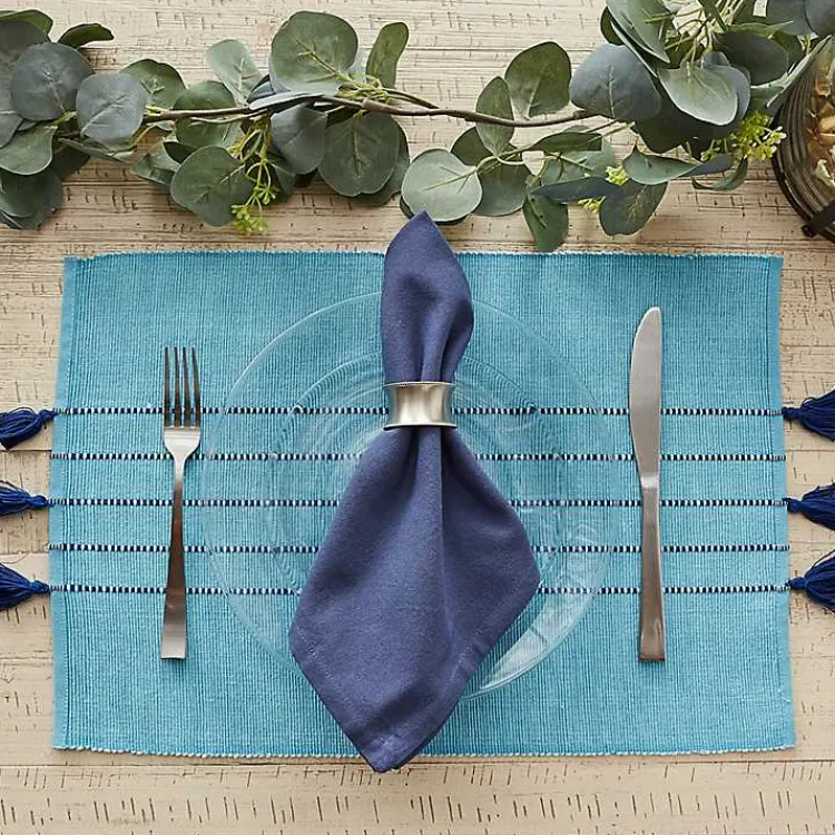 Kirklands Home Thera Stripe Placemats, Set of 6 Blue Online
