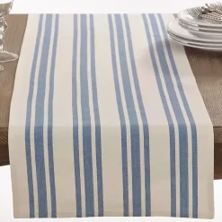 Kirklands Home Blue Thick Stripe Oblong Table Runner