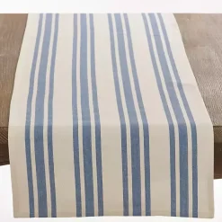 Kirklands Home Blue Thick Stripe Oblong Table Runner