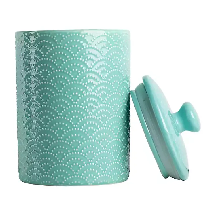 Kirklands Home Tide Ceramic Embossed Canisters, Set of 3 Blue Online