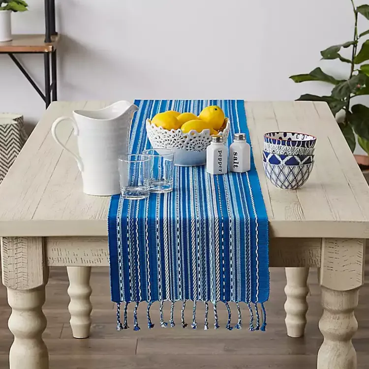 Kirklands Home Blue Tonal Stripe Table Runner Online