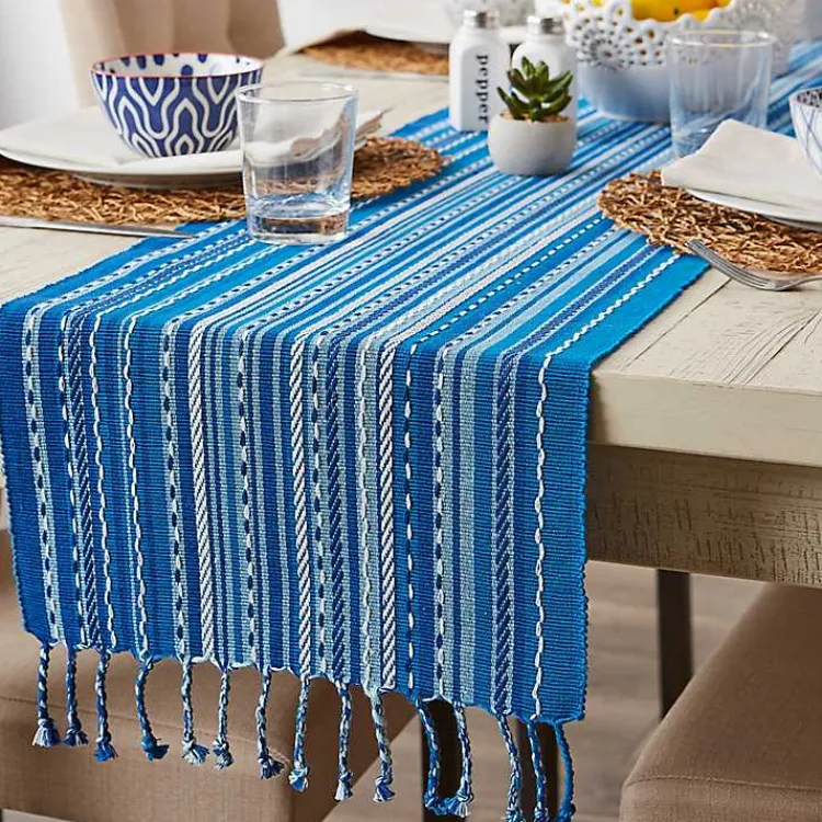 Kirklands Home Blue Tonal Stripe Table Runner Online