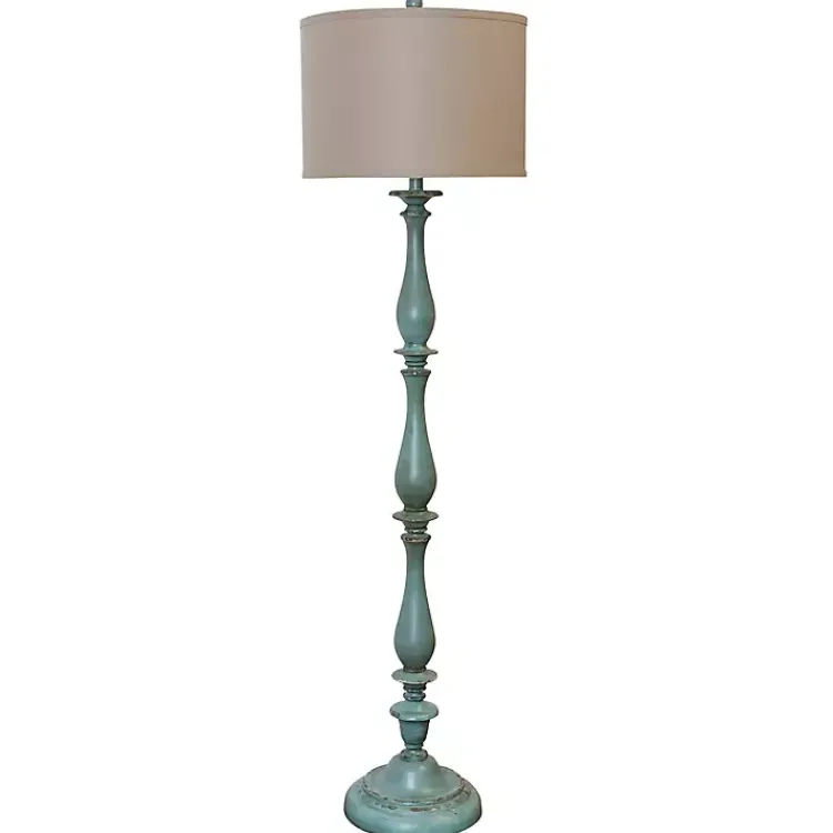 Kirklands Home Blue Traditional Avignon Floor Lamp Tan