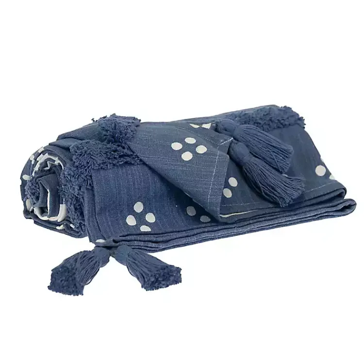 Blankets & Throws>Kirklands Home Tribal Tufted Stripe Throw Blue