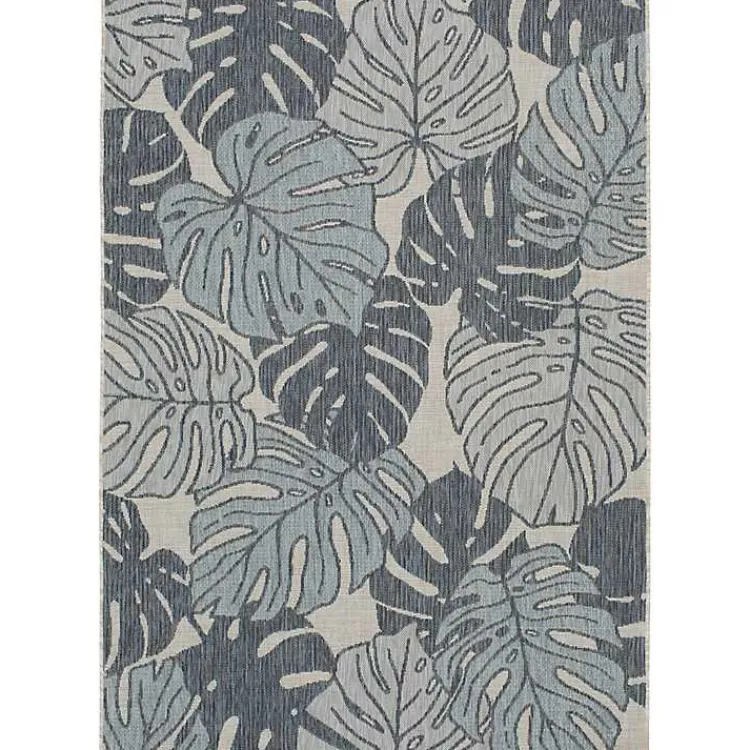 Kirklands Home Tropical Leaf Indoor/Outdoor Area Rug, 5x7 Blue New
