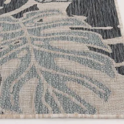 Kirklands Home Tropical Leaf Indoor/Outdoor Area Rug, 5x7 Blue New