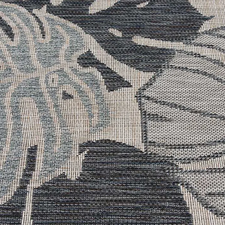 Kirklands Home Tropical Leaf Indoor/Outdoor Area Rug, 5x7 Blue New