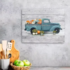 Fall>Kirklands Home Blue Truck and Pumpkins Giclee Canvas Art Print