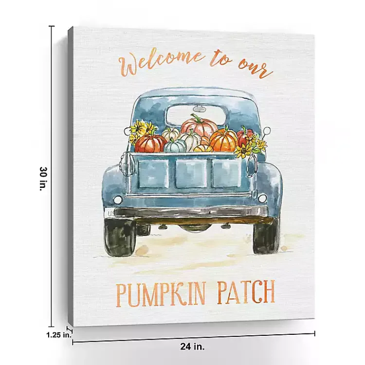 Fall>Kirklands Home Truck Pumpkin Patch Canvas Art Print Blue