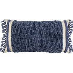 Pillows>Kirklands Home Tufted Macrame Tassels Lumbar Pillow Blue