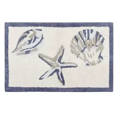 Kirklands Home Blue Tufted Seashell Bath Mat Outlet
