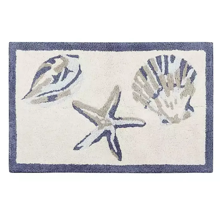 Kirklands Home Blue Tufted Seashell Bath Mat Outlet