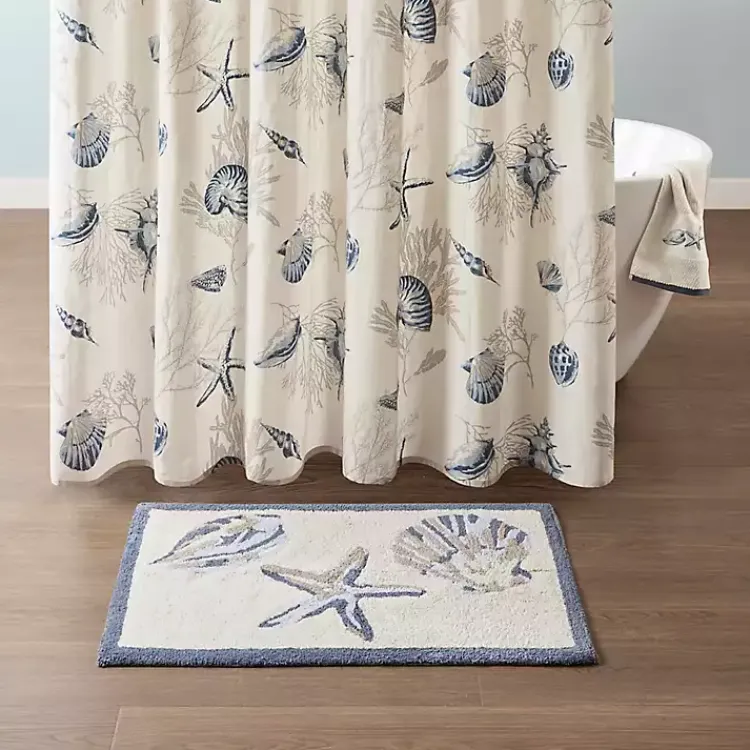 Kirklands Home Blue Tufted Seashell Bath Mat Outlet