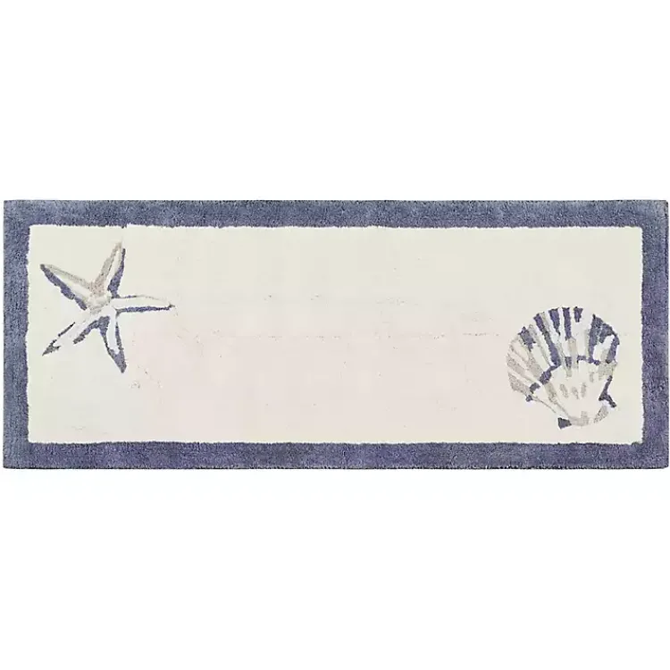 Kirklands Home Blue Tufted Seashell Bath Runner