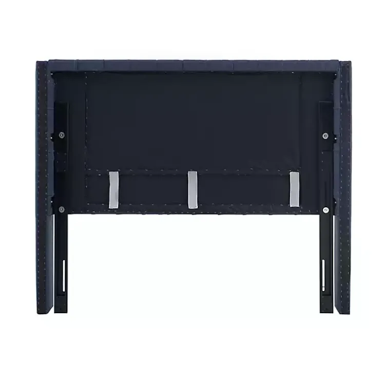 Kirklands Home Tufted Upholstered Metal Leg Queen Headboard Blue Clearance
