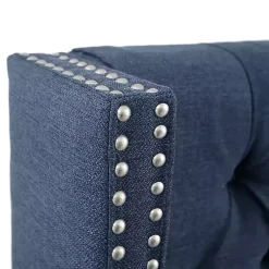 Kirklands Home Tufted Upholstered Metal Leg Queen Headboard Blue Clearance