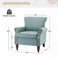 Kirklands Home Upholstered Henry Armchair Blue New