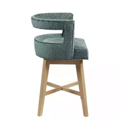Kirklands Home Upholstered Low Back Swivel Counter Stool Blue Outlet