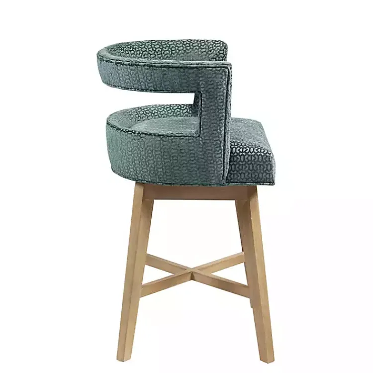Kirklands Home Upholstered Low Back Swivel Counter Stool Blue Outlet